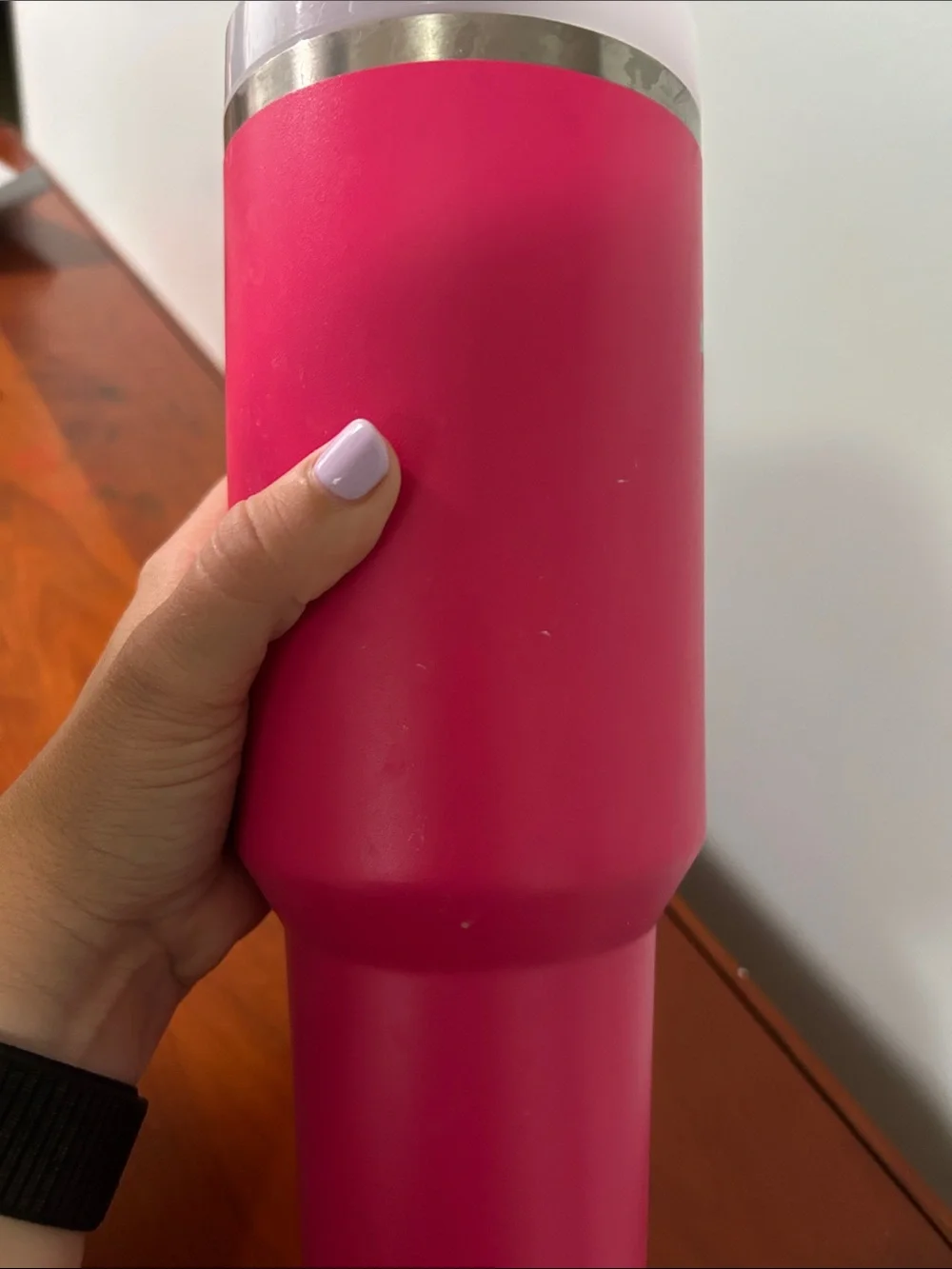 Stanley Hot Pink Travel Mug with Handle and Straw - Picture 3 of 6